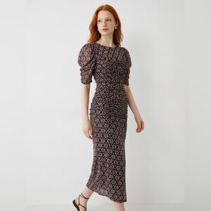 NWT Free People Charcoal Black and Dark Mauve Floral Maxi Dress